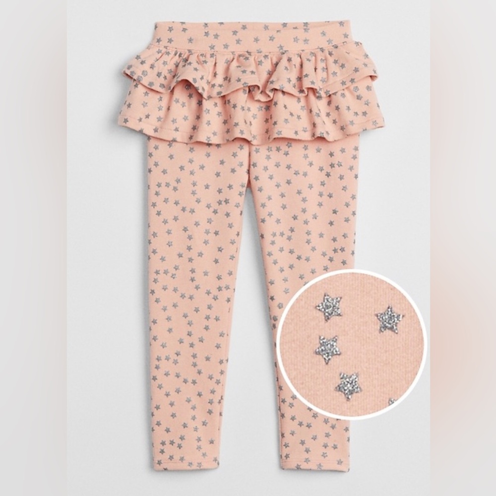 Coral pink and sparkle star tutu leggings / GAP 2T